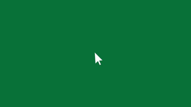 4K mouse pointer click motion graphic loop Animation with Burst effect wave press moving animation, on chroma key on green screen background. mouse cursor in the shape a click. Mouse cursor icon.
