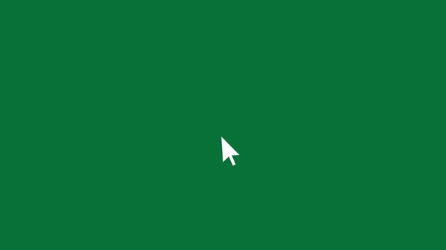 Mouse two pointer cursors click symbol wave press moving animation, on chroma key green screen alpha channel background. mouse cursor in the shape a click. Mouse cursor icon. 4K video