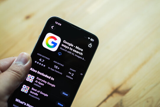 Chachoengsao, Thailand - June 7, 2026: Smartphone displaying the Google Search application interface