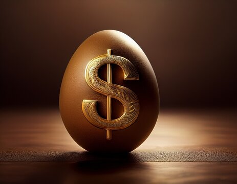 brown egg with golden dollar sign