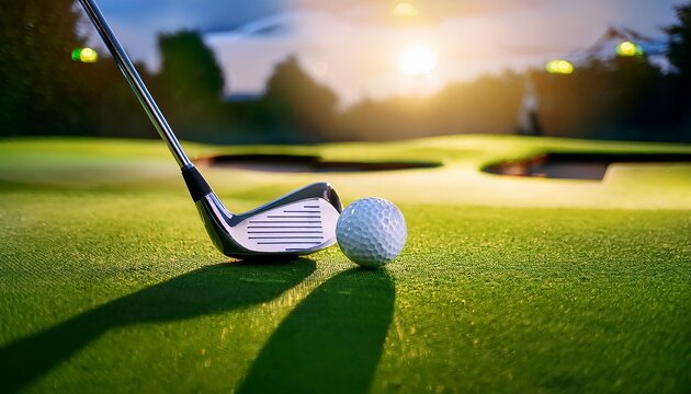 a golf putter and ball lie on a putting green in a golf simulator the image symbolizes accuracy precision and the challenge of the game of golf