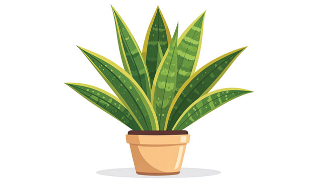 Potted Sansevieria Plant with Green Leaves.