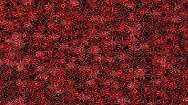 Geometric Red Pattern Rotating Slowly in Abstract Space