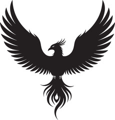 Fototapeta premium black silhouette of a phoenix bird flying