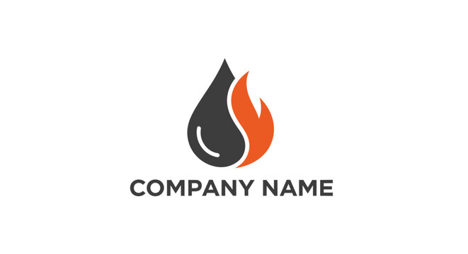 Abstract oil drop and fire flame logo design.