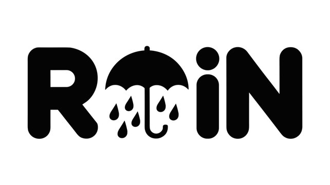 Adobe Illustrator ArtworkRain Typography Design with Water Drops on Black Background Minimalist Style