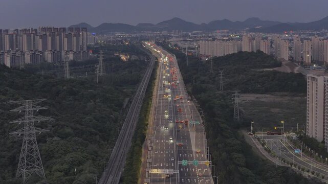 Aerial Photography of Urban Transportation Hubs at Night