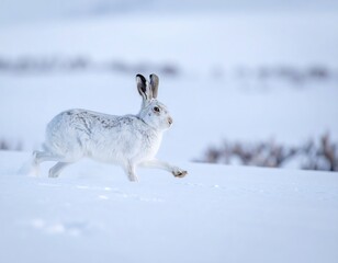 Obraz premium Hare Running in Snow.