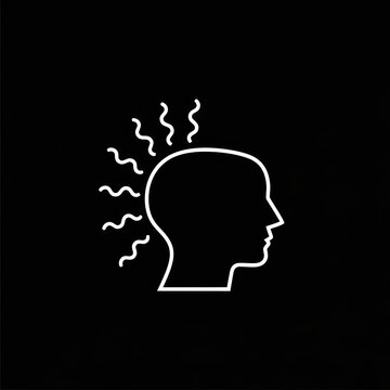 White human head silhouette with wavy brain wave lines.