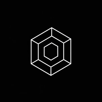 White line art hexagonal gem or diamond crystal icon.