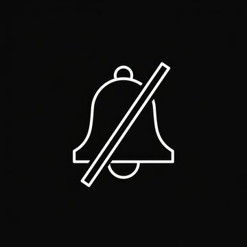 White line art notification bell icon with slash.