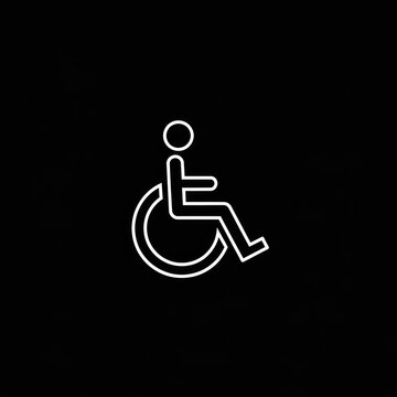 White outline icon of the universal disability access symbol.