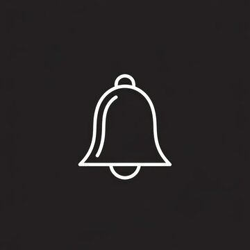 White outline notification bell icon on dark background.