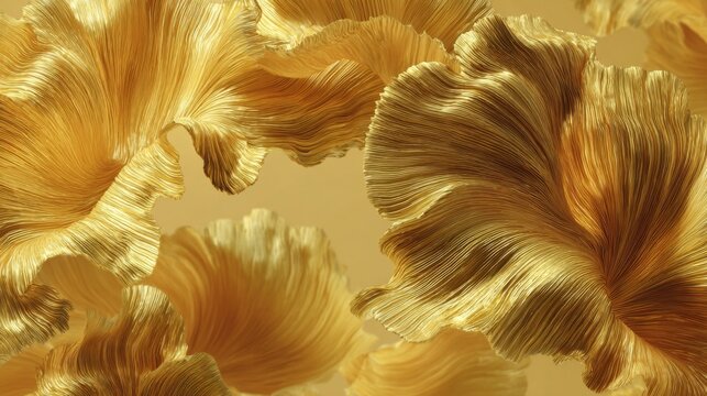 Golden Ratchaphruek Petals Flowing in Fluid Waves, Capturing the Beauty of Nature's Artistry in a Modern Aesthetic