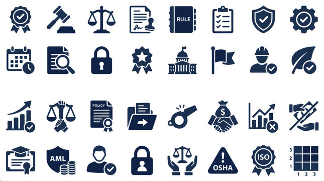 Legal compliance and regulation icon set vector illustration