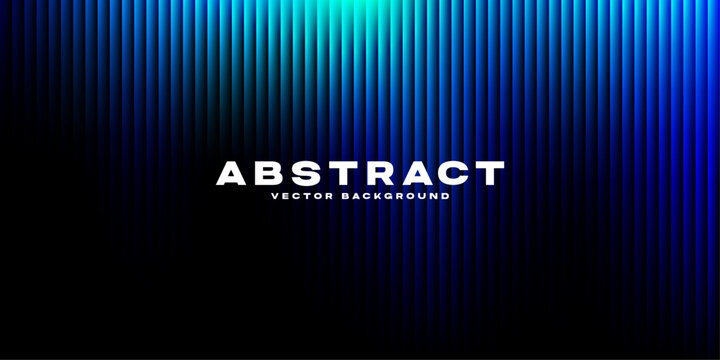 Abstract Vertical Rippled Fluted Glass Texture Cyan and Dark Blue Gradient Background