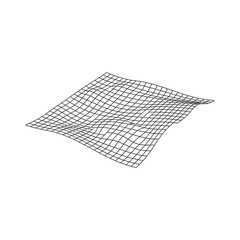 Fototapeta premium Abstract wavy wireframe grid vector illustration with distorted mesh surface