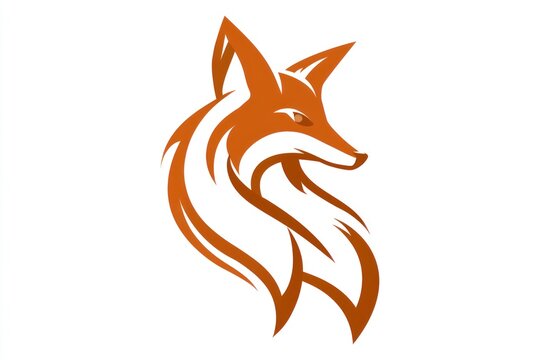 Abstract Fox Icon: A stylized, minimalist illustration of a fox head and flowing tail in a warm orange hue, set against a clean background, representing cunning and agility.