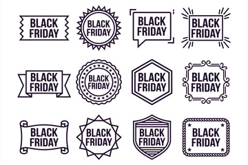 Obraz premium Black Friday sale labels and badges on clean white background