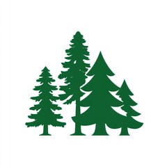 Obraz premium Forest Emblem: A graphic representation of several evergreen trees in varying sizes, symbolizing nature and growth.
