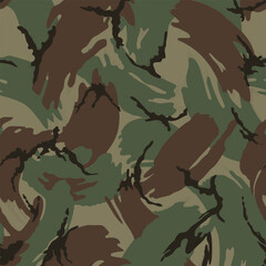 Seamless pattern for textile print for fabric and wallpaper, classic woodland camouflage design in green, brown, olive, and black colors © motifs_20