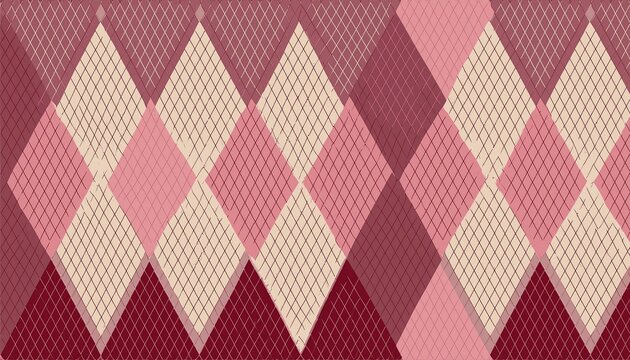 seamless argyle pattern in pink cream and burgundy hues offers a stylish classic and versatile fabric or textile design
