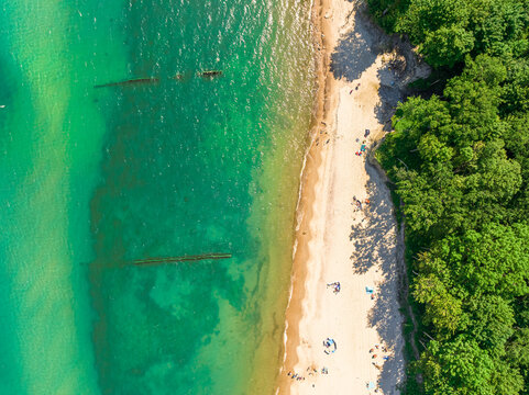 Narrow beach in Baltic Sea in summer