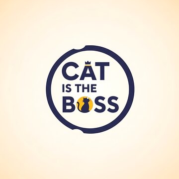 Cat is the boss humorous round sticker design.