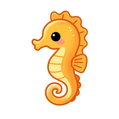 Fototapeta premium Seahorse Cartoon Character Kawaii Ocean Animal Vector