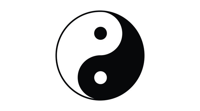 Yin And Yang Symbol Black And White Silhouette