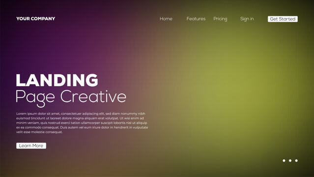 Landing page creative design, modern web page design with vibrant orange and dark background, simple interface layout for website.