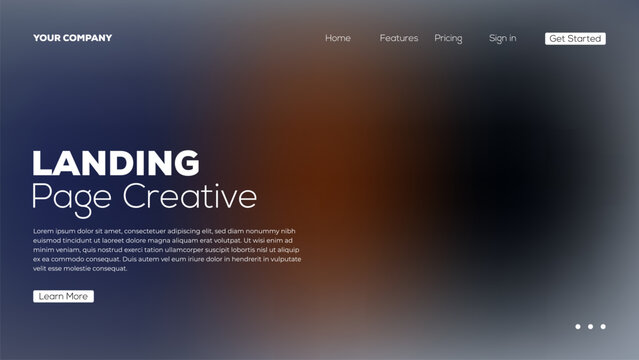 Modern creative landing page design with vibrant gradient background and responsive elements for web interface.