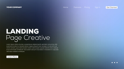 Obraz premium Landing page creative web design, website template with vibrant abstract gradient mesh background and modern typography.