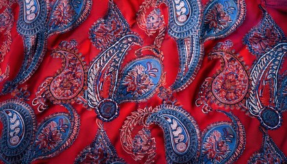 Fototapeta premium a red and blue paisley patterned fabric
