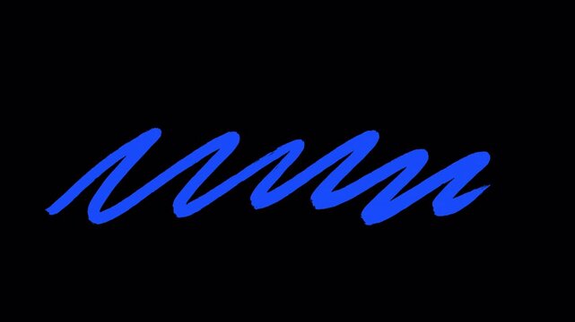 2D Hand Drawn Blue Marker Scribble Highlight Animation with Alpha Channel