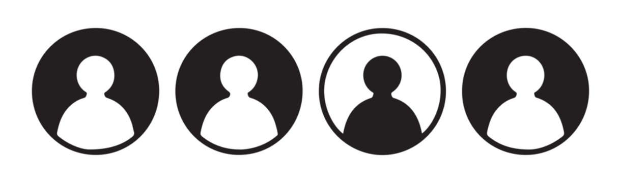 Default user profile picture icon set with circular silhouette and transparent head silhouettes.