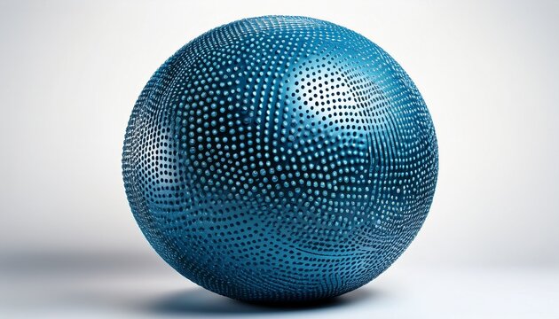 blue textured exercise ball with raised dots and circular patterns isolated on white background