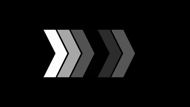 Right-directional arrow loop animation. Animated arrow moving right forward white symbols concept animation.