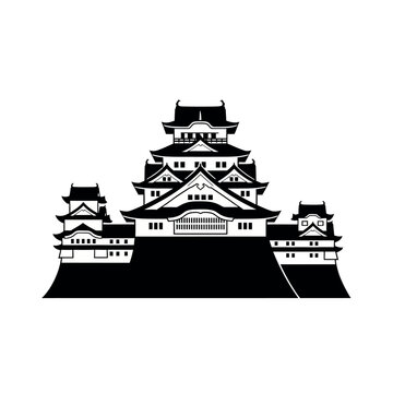 Traditional Japanese Castle Architecture Silhouette.