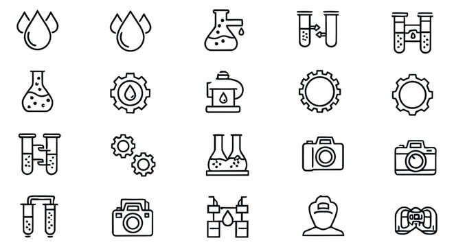 Vector icons of science and technology symbols