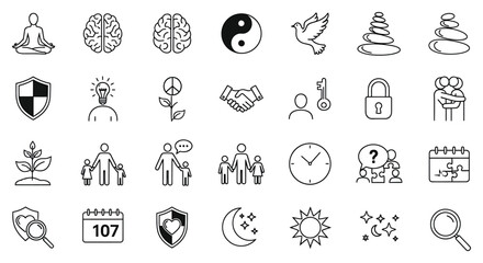 Fototapeta premium Collection of various line icons and symbols