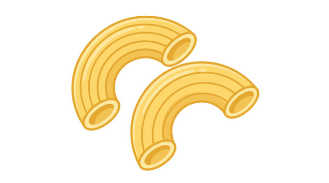 Vector illustration of two curved macaroni pasta pieces on a clean background for culinary designs