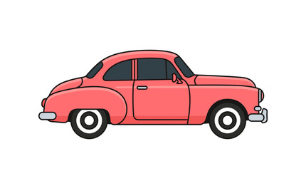 Fototapeta premium Retro style vector illustration of a classic car in vibrant pink showcasing vintage design and charm perfect for automotive