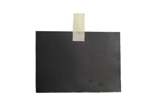 Plain dark square paper taped to background with masking tape note background texture mock up.
