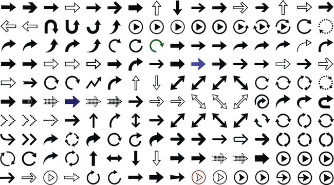 Arrow icon mega pack vector collection with direction pointer symbols next back reload undo navigation graphics