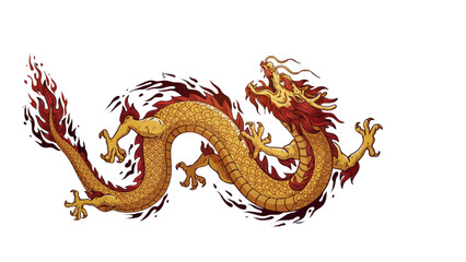 Fototapeta premium Colorful stylized dragon illustration with fire and smoke Vector