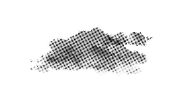 Abstract halftone cloud graphic shape as cut out PNG