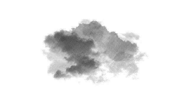 Distressed halftone cloud texture shape as isolated element