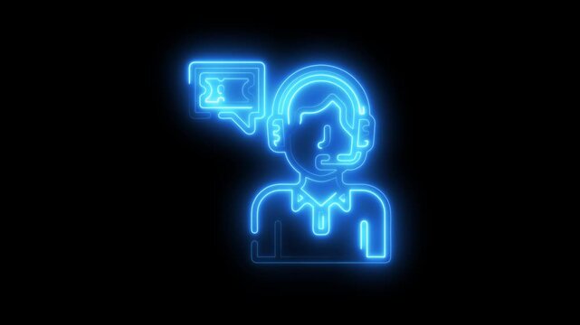 Neon Customer Service Representative with Headset and Chat Box neon sign customer support