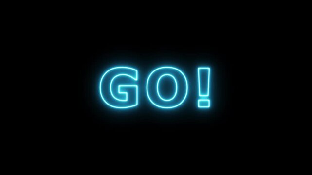 Animated of 3 2 1 go countdown animation on black screen. Glowing neon 3 2 1 go time limit animation. Game concept.Ready, set, go! Countdown, deduction to start. 4K animation on black background.